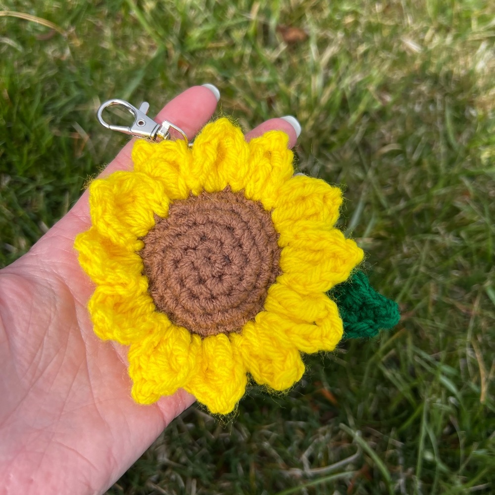 3/$20 Hand Crocheted Bright Sunflower Keychain! - Picture 6 of 10